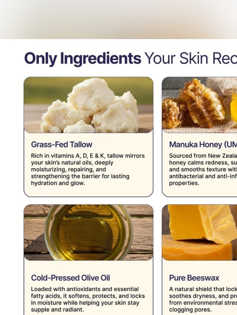 Neptune Health Grass Fed Tallow & Honey Balm - Anti Aging Formula - Picture 4 of 4